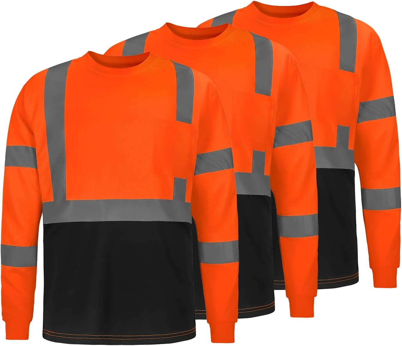 High Visibility Safety Shirts for Men - Reflective Long Sleeve