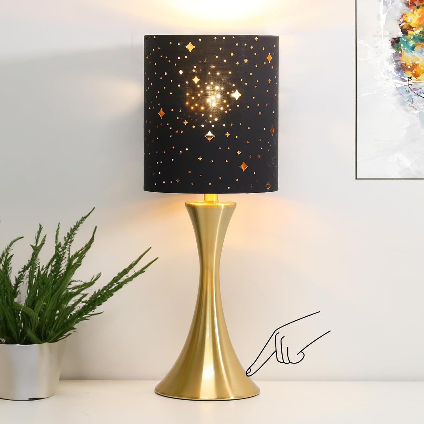 Touch Lamp for Bedroom - 3 Way Dimmable Gold Table Lamp