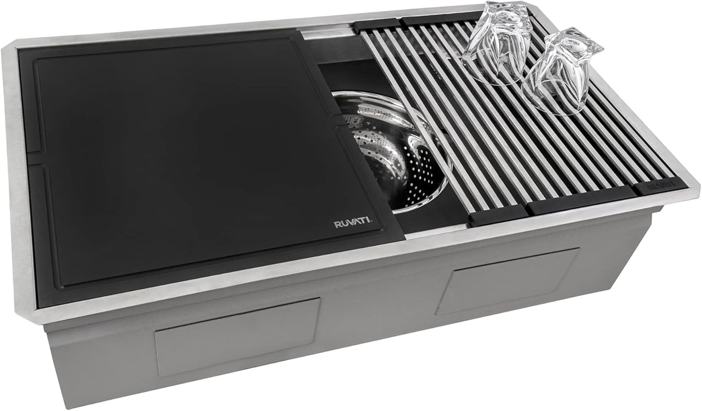 Ruvati 33-inch Workstation Undermount Kitchen Sink with Accessories