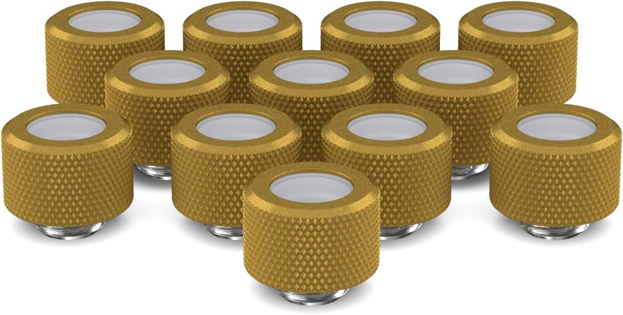 PrimoChill 14mm OD Rigid SX Fitting - 12 Pack in Gold Finish