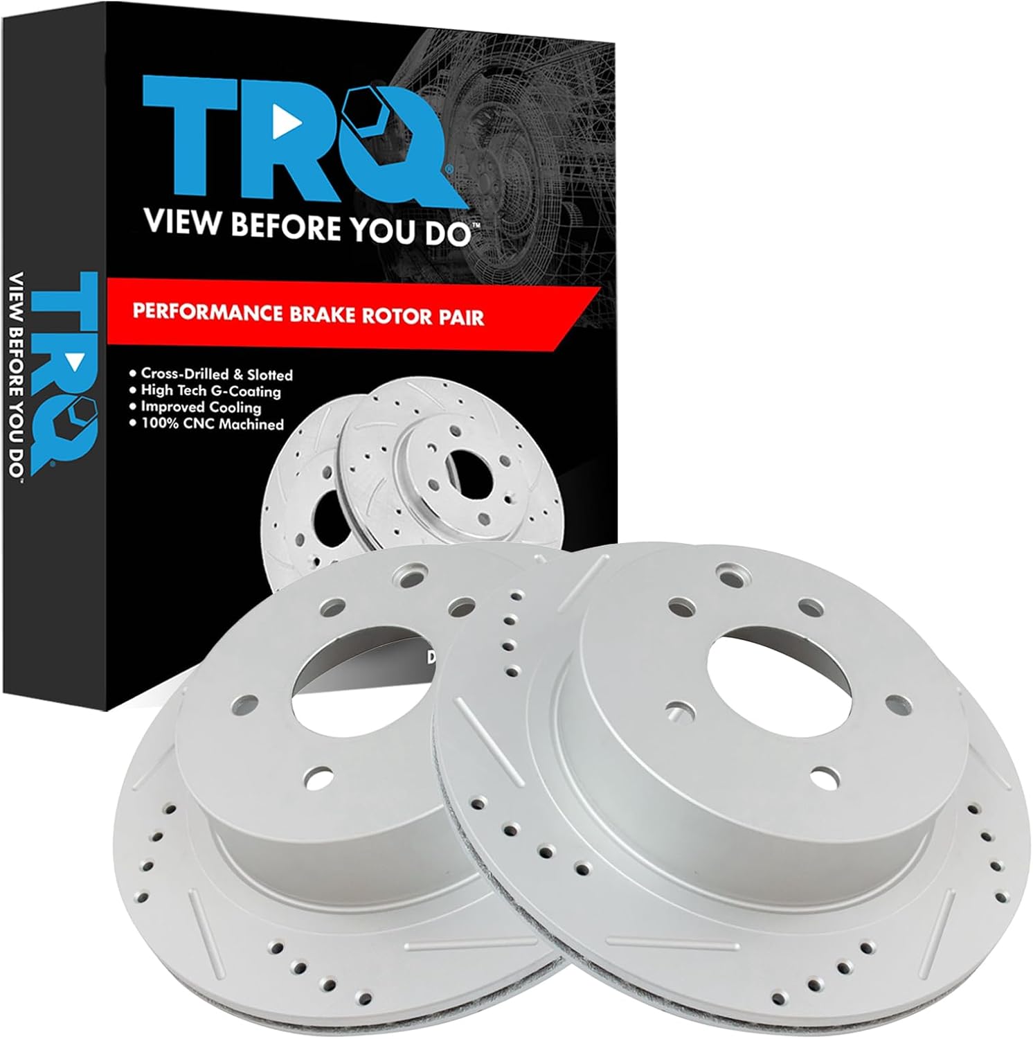 TRQ Rear Performance Brake Rotor Set for Nissan 350Z and G35