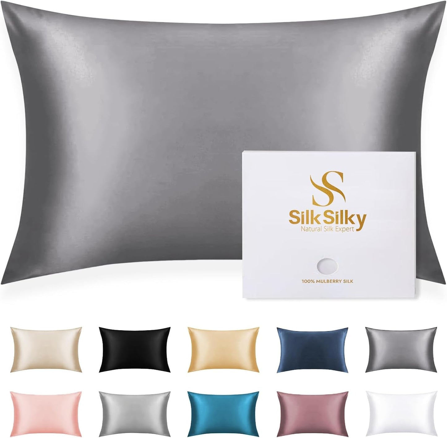 SilkSilky 100% Mulberry Silk Pillowcase for Hair & Skin Care