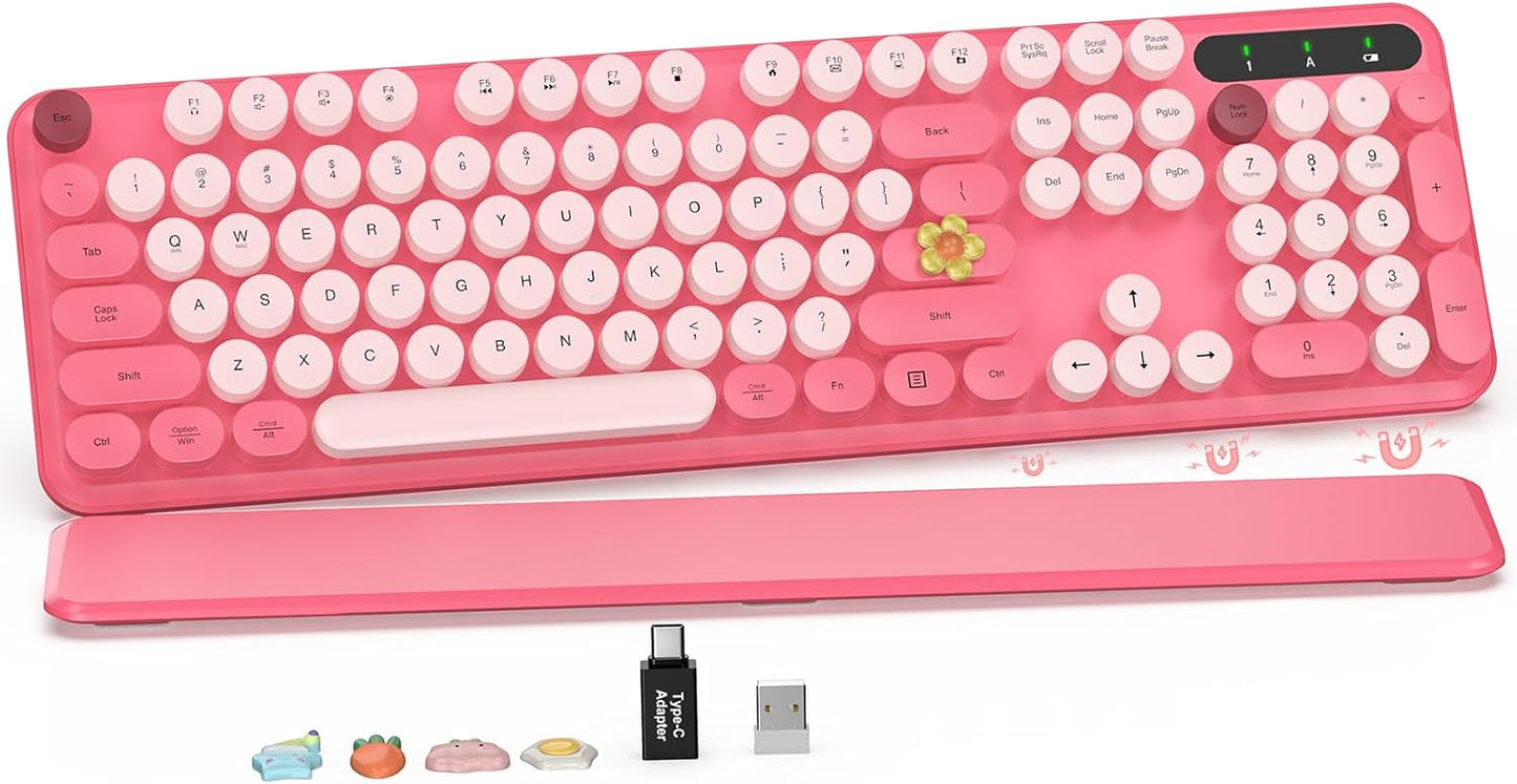 SABLUTE Retro Round Keycaps Wireless Keyboard