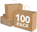 BURVAGY 16x6x12 in Kraft Paper Bags 100 Pack - Sturdy Brown Gift Bags