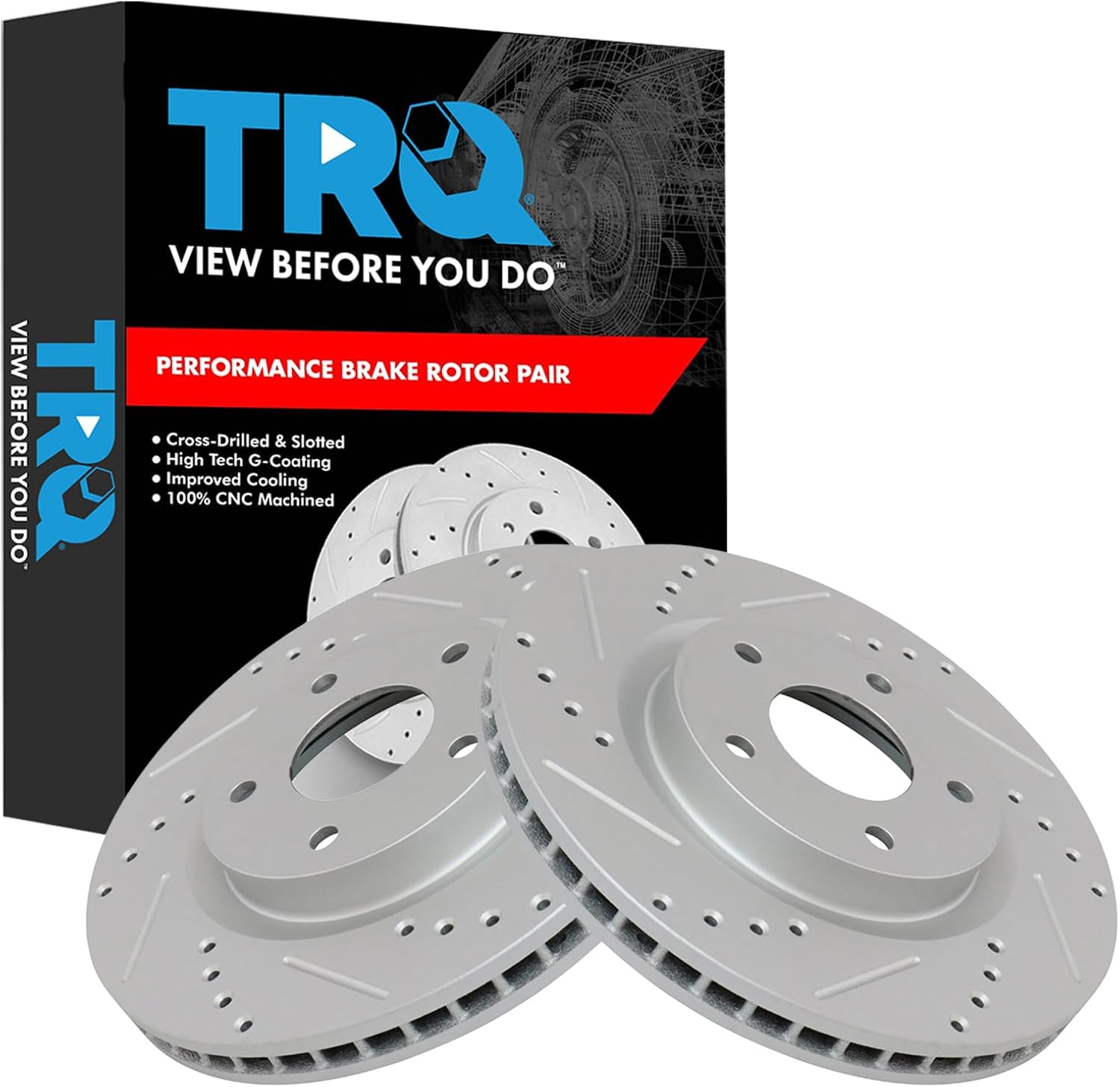 TRQ Front Performance Brake Rotors Set for Nissan Rogue & Sentra