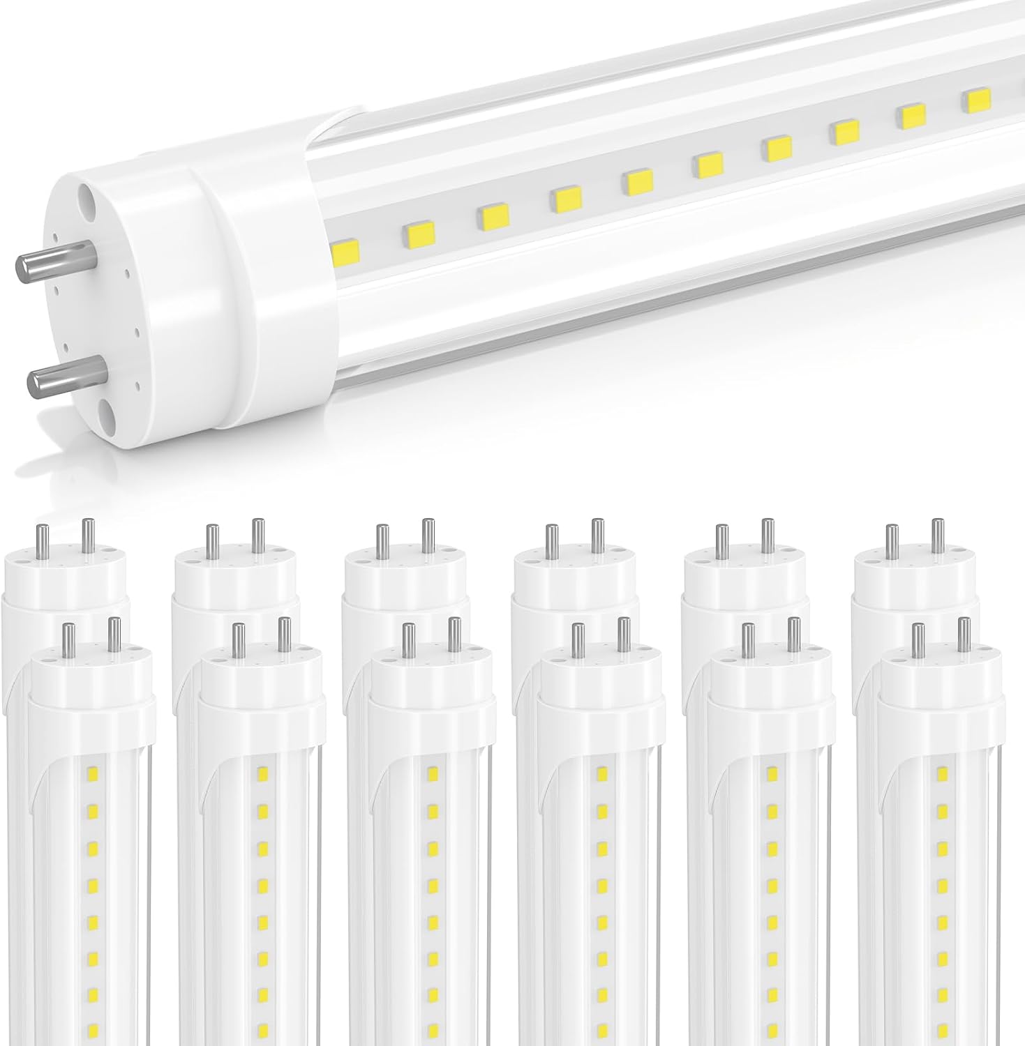 12-Pack T8 LED 2FT Type B Light Bulbs for Bright Lighting