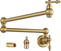 Gold Pot Filler Faucet Wall Mount - Brushed Gold Kitchen