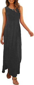 Hount Women's Casual Summer Sleeveless Maxi Dress with Pockets design