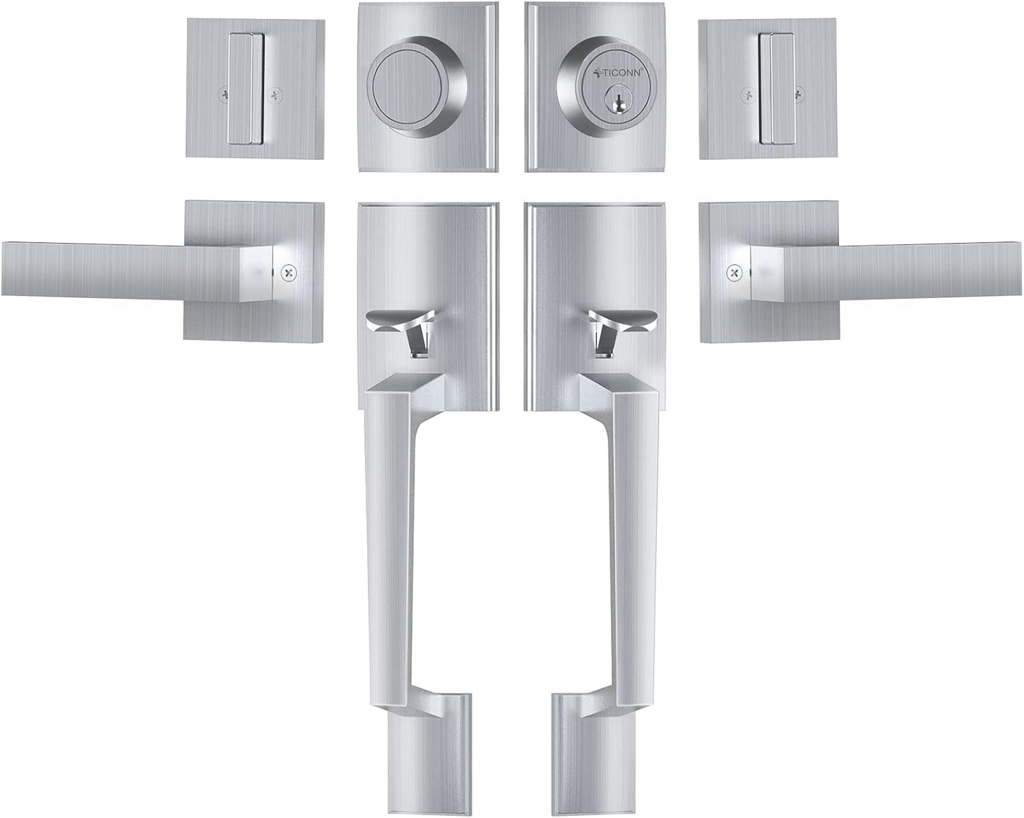 TICONN Double Front Door Handle Set for Stylish Security