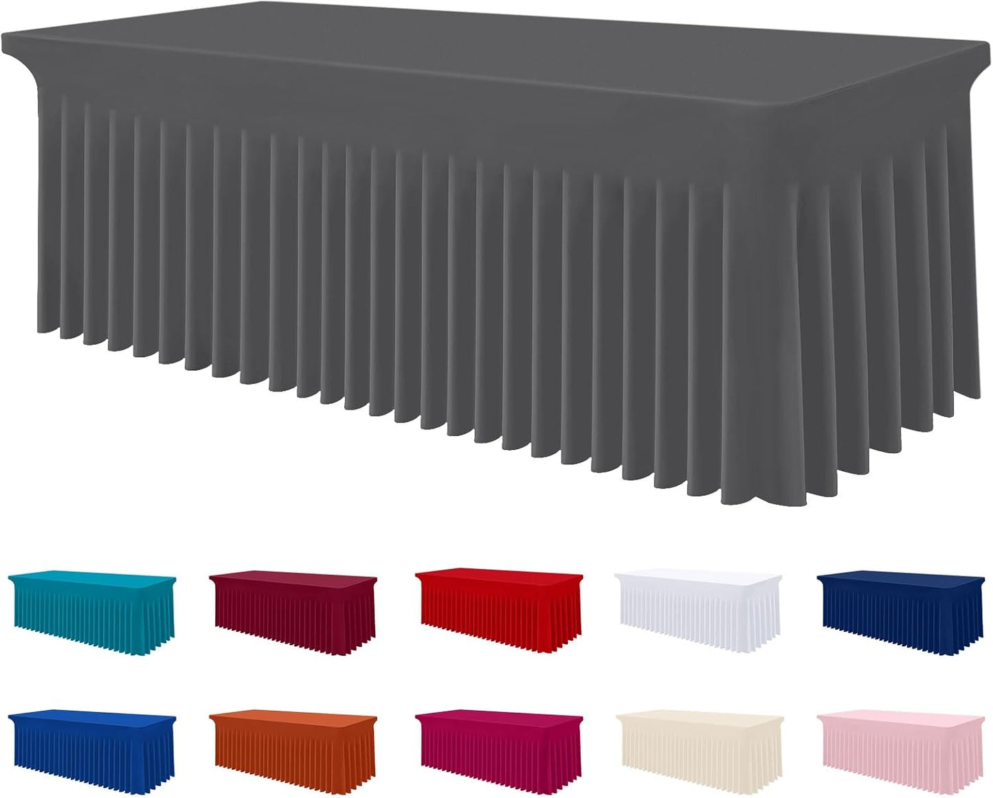 Smiry Spandex Tablecloth for 6FT Rectangle Tables - Dark Grey