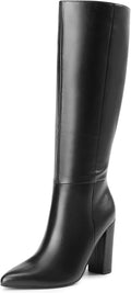 Knee High Boots for Women Chunky Heel Pointed Toe Tall Boots - Classic