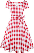Girstunm Women's Classic Tea Dress Short Sleeve Swing (Style HMHZ)