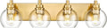 4 Light Brushed Gold Vanity Light 26 in - Modern Globe Bathroom