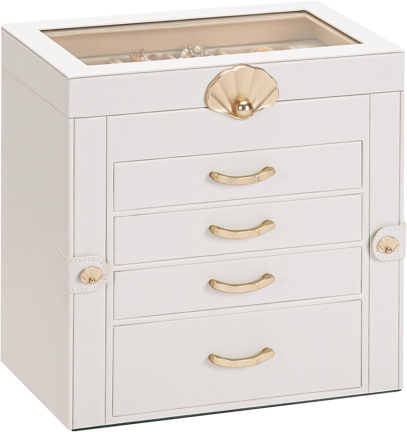Jewelry Box with 4 Drawers for Earrings and Necklaces Storage