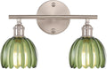 Bathroom Light Fixtures 2-Light Vanity Wall Light with Green Tulip