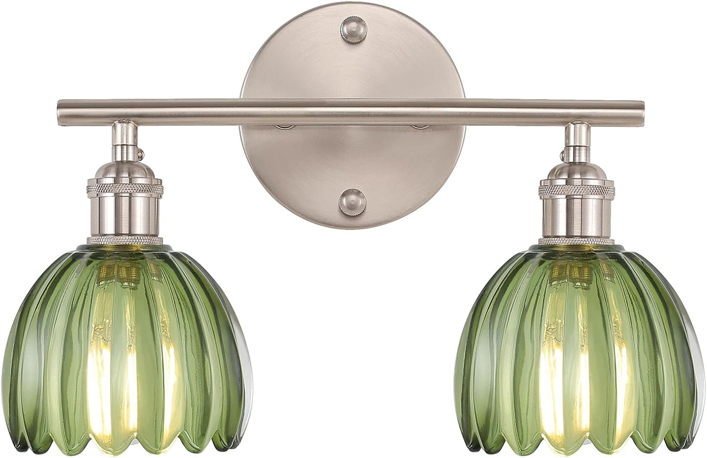 Bathroom Light Fixtures with Green Tulip Glass Shade for Style