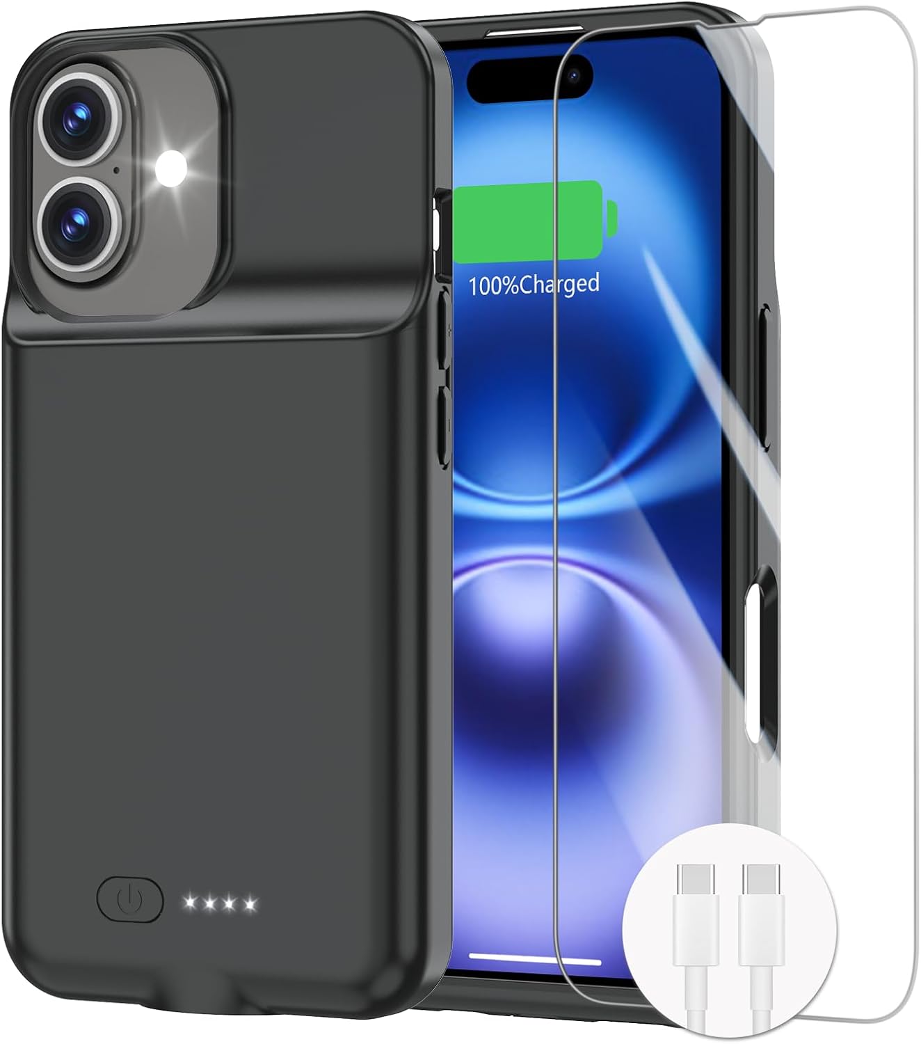 GIN FOXI Battery Case for iPhone 16 Plus - 8500mAh Slim Charger