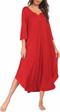 Ekouaer Long Nightgown for Women 3/4 Sleeves Maxi Sleep Dress - Soft