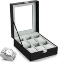Watch Box 6 Slots PU Leather Case Organizer Wooden Storage Organizer