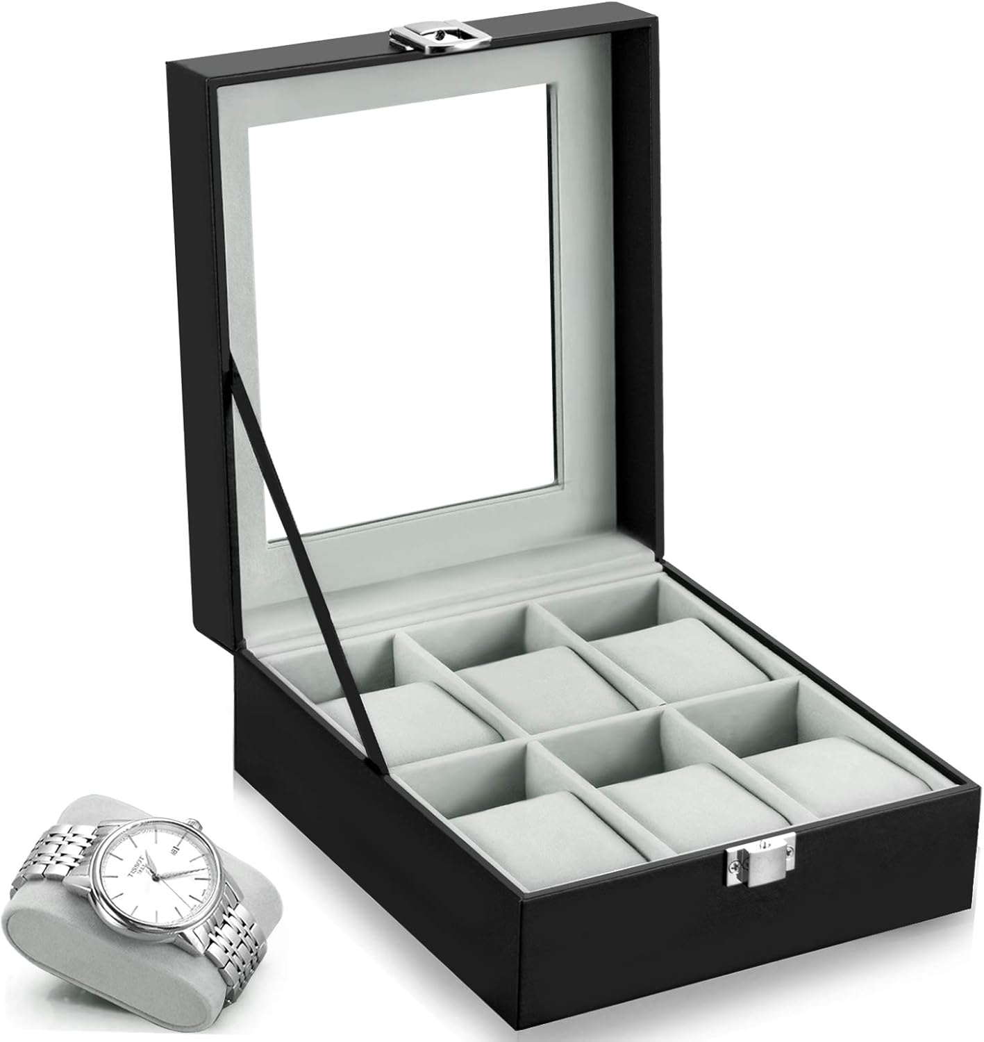 Oyydecor Wooden Watch Box: Elegant 6-Slot Organizer