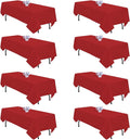 8 Pack Red Tablecloth 60x126 in Rectangle Tablecloths for 8 ft Tables