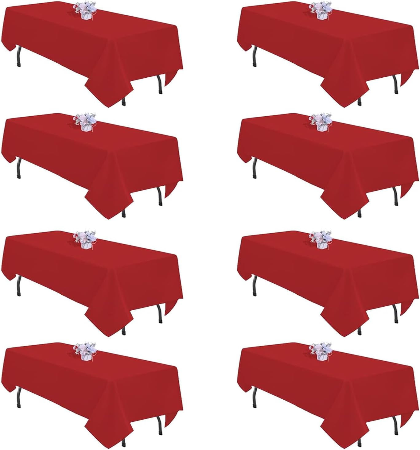 8 Pack Red Tablecloths for 8 Foot Rectangle Tables - Durable & Elegant