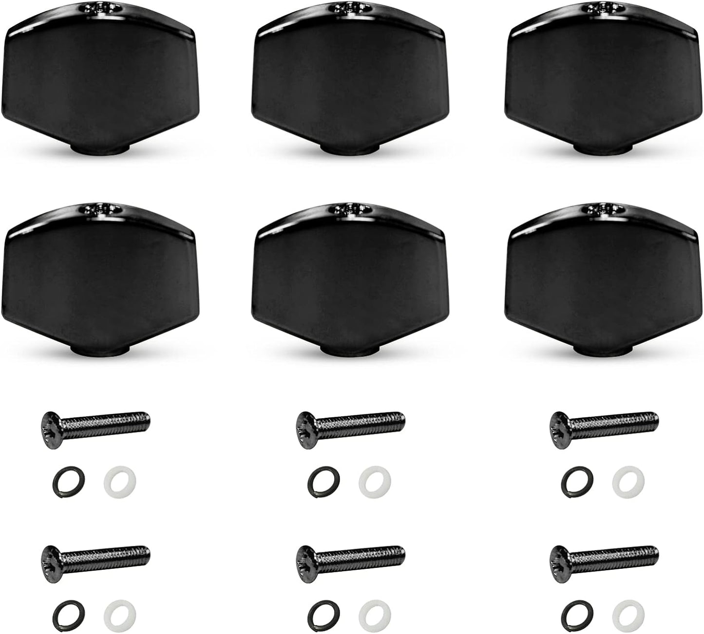 6PCS MAXCHEER Metal Guitar Tuning Pegs (Black)