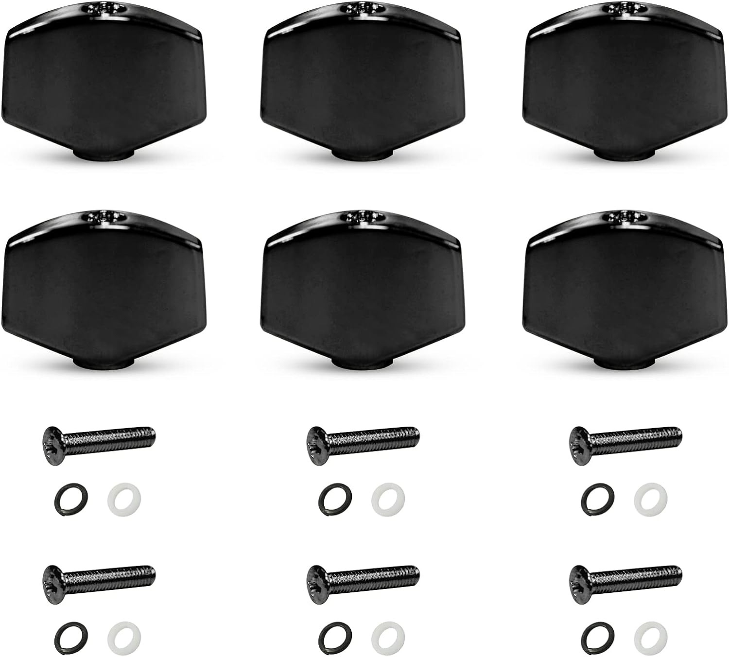 6PCS MAXCHEER Metal Guitar Tuning Pegs (Black)