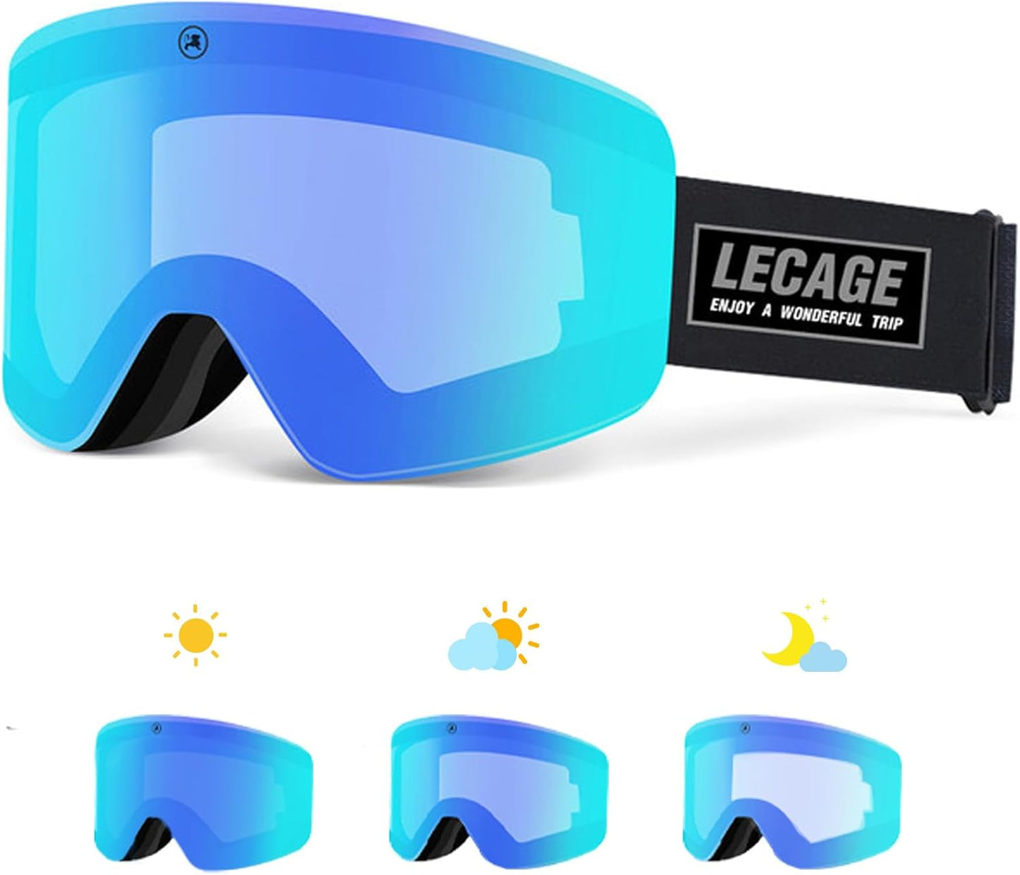 LECAGE Snow Goggles: Light Adaptive & Anti-Fog