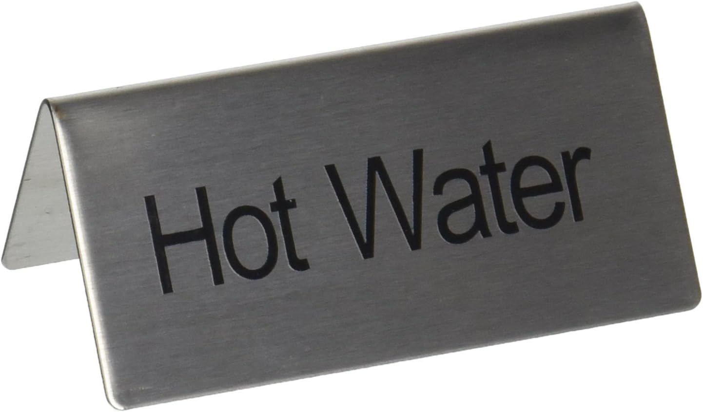 Winco Stainless Steel Tent Sign - Hot Water