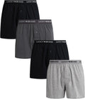 Lucky Brand Boxers for Men 4-Pack Knit Cotton 4ft Inseam - Relaxed Fit