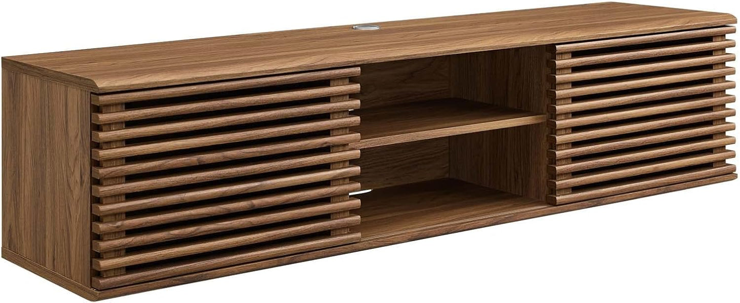 Modway Render 60 Mid-Century TV Stand - Sleek 60 Walnut Console