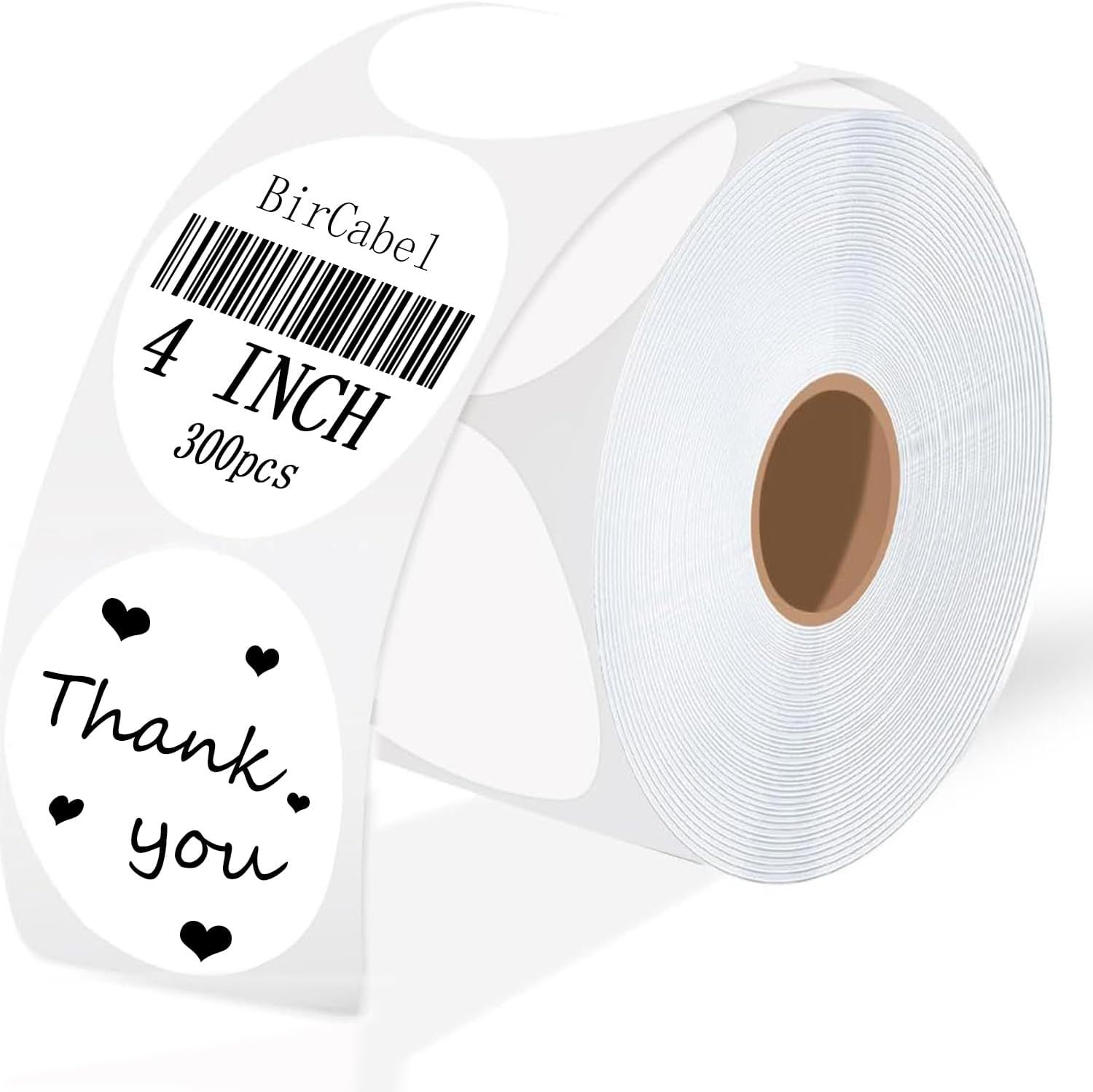 BriCabel 4 Inch White Thermal Circle Labels - 300/Roll