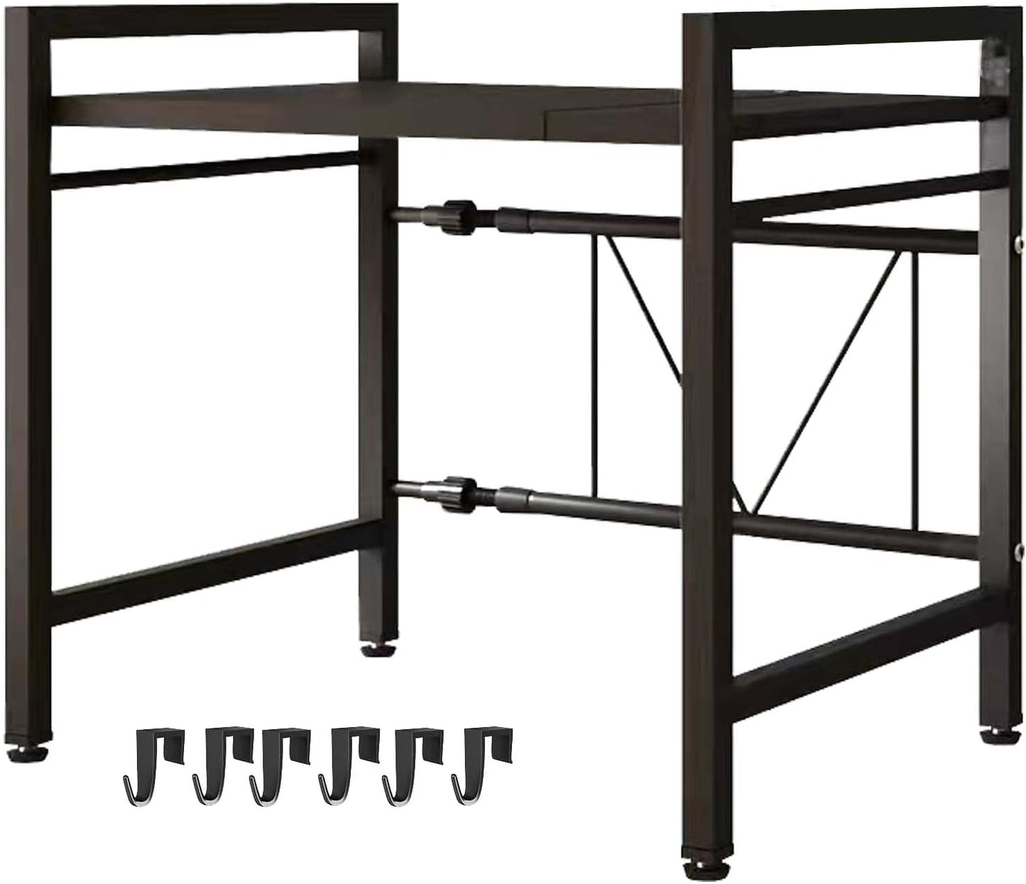 Adjustable Microwave Stand with Storage & Hooks