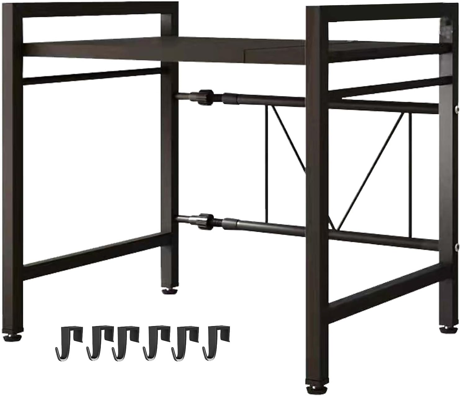Adjustable Microwave Stand with Storage & Hooks