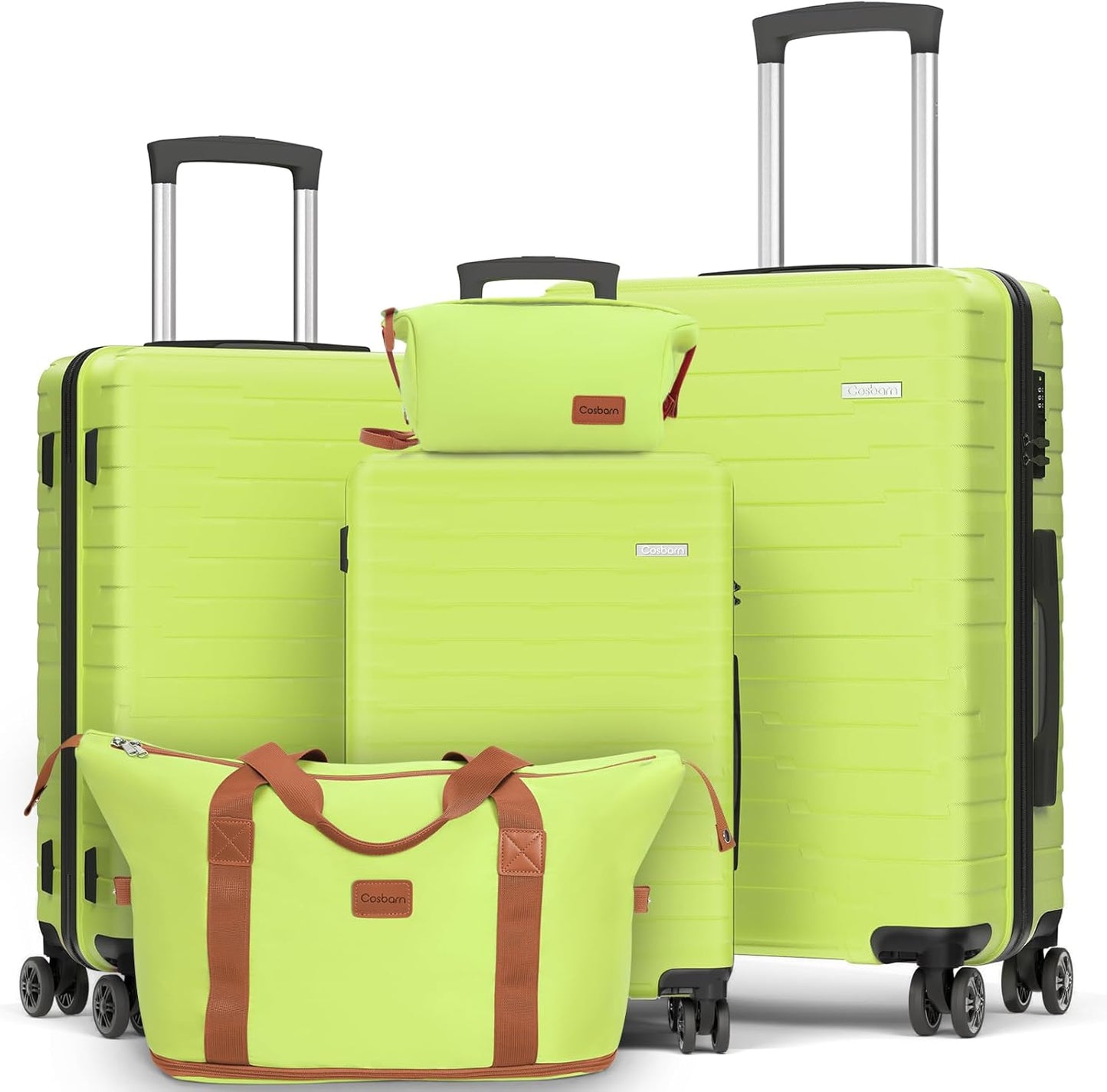 Durable 5 Piece Luggage Set with Spinner Wheels for Travel