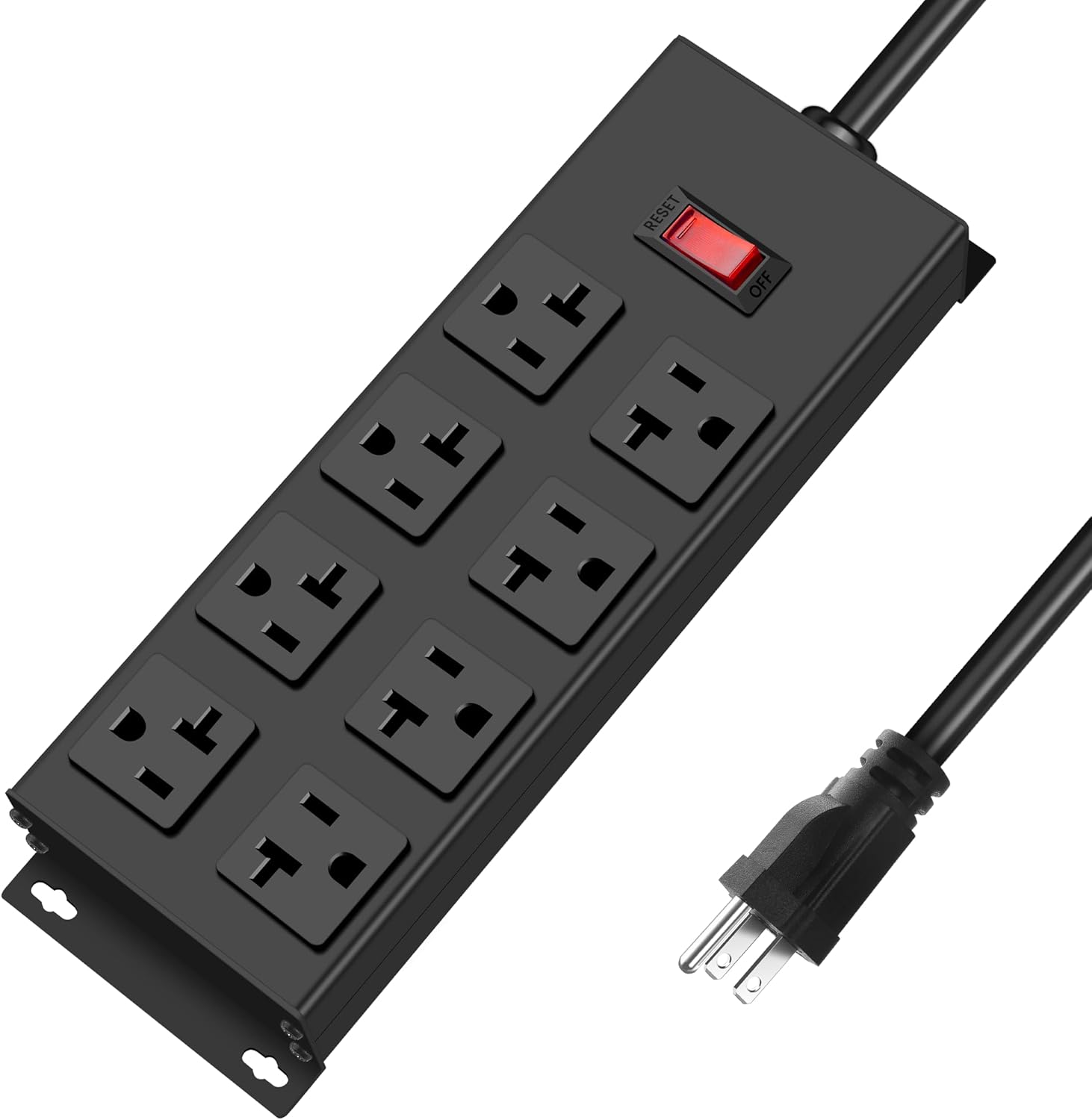 Heavy Duty 20 Amp Power Strip with 8 Outlets and 10FT Cord