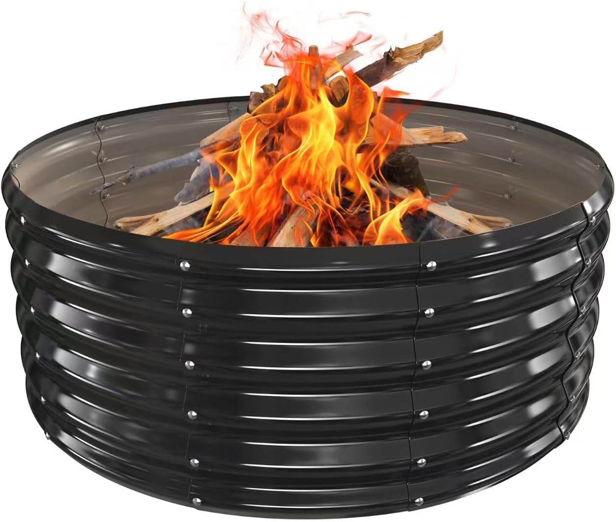 40 Inch Round Galvanized Fire Pit Ring for Outdoor Gatherings