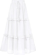 Women's Long Summer Skirt Flared A-Line Midi - Elegant Tiered Design
