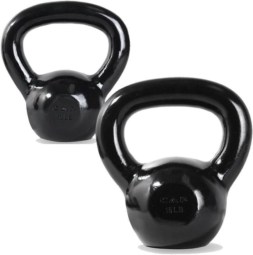 Cap Barbell Enamel Coated Cast Iron Kettlebell Set for Workouts