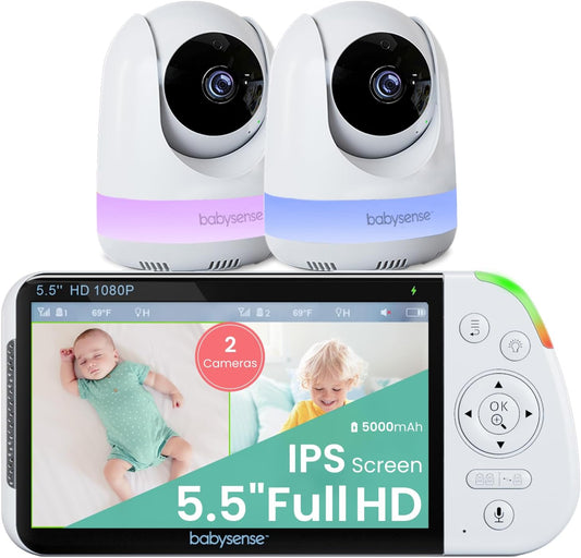 Babysense 5.5: Full HD Split-Screen Baby Monitor with Dual Cameras