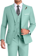 Men Suit 3 Pieces Slim Fit 2-Button Groomsmen Jacket Vest Pant - Sharp