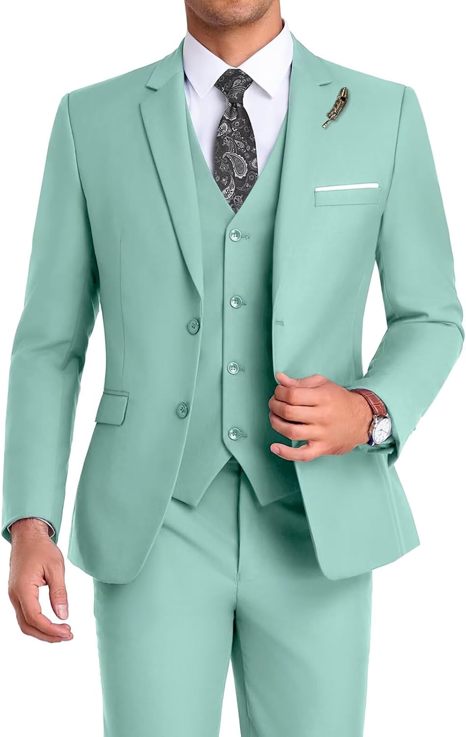 Men Suit 3 Pieces Slim Fit Tuxedo for Groomsmen and Business