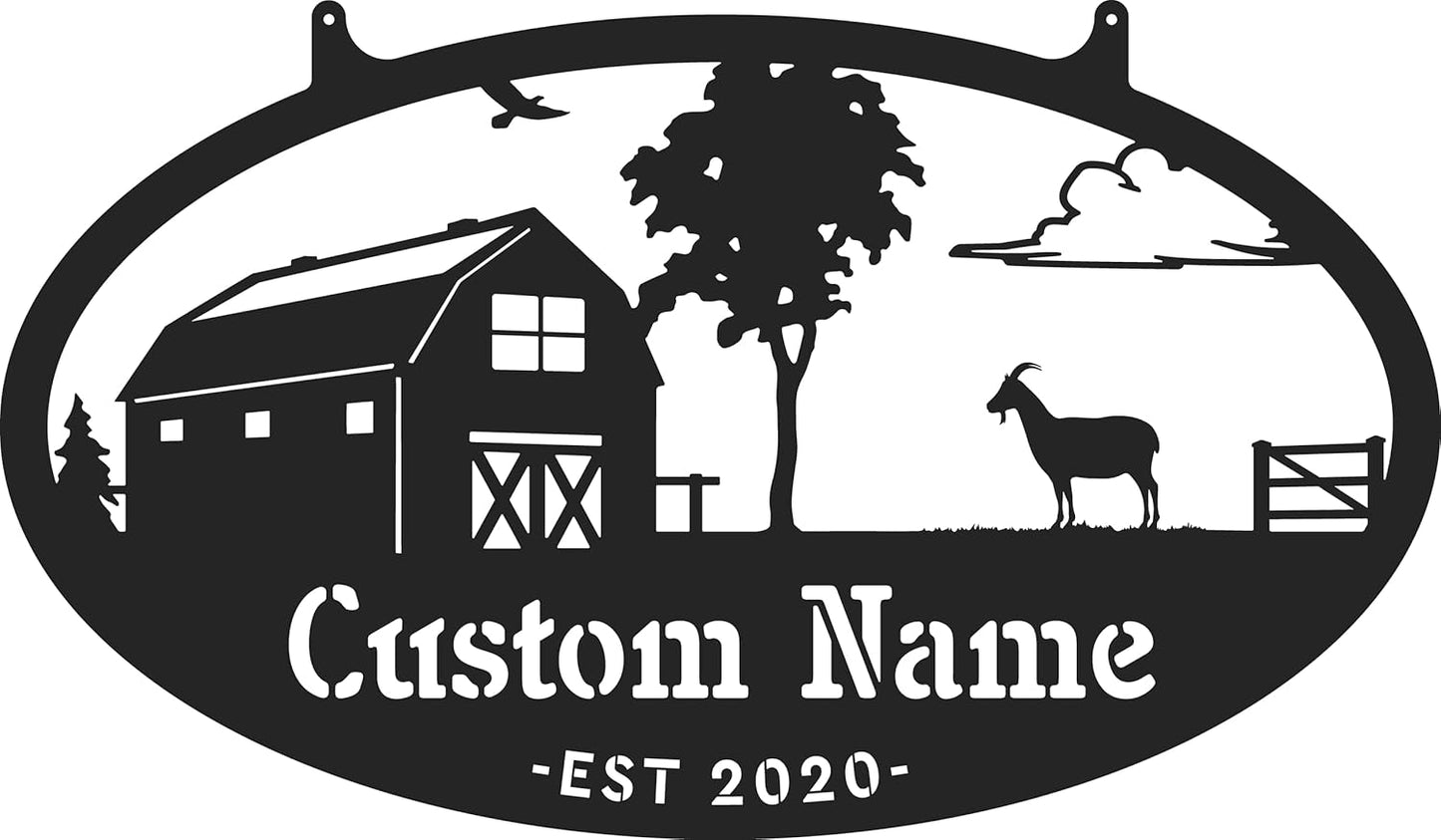 Personalized Farm Sign - Custom Metal Family Name Sign for Home