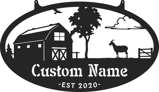 Personalized Farm Sign - Custom Metal Family Name Sign for Home
