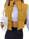 Women's Crop Puffer Vest Winter Zip Up Lightweight Sleeveless Warm