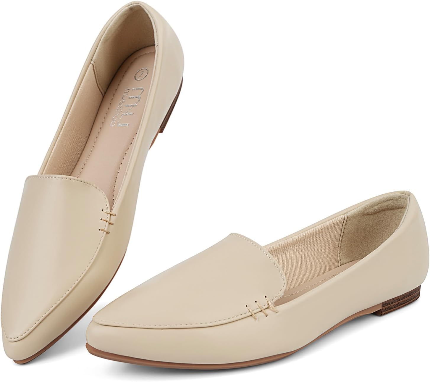 MUSSHOE Women's Loafers Comfortable Pointed Toe Memory Foam