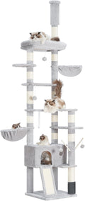 Hey-brother Cat Tree Adjustable 94.5-106.3 in Tower - Tall Space Saver