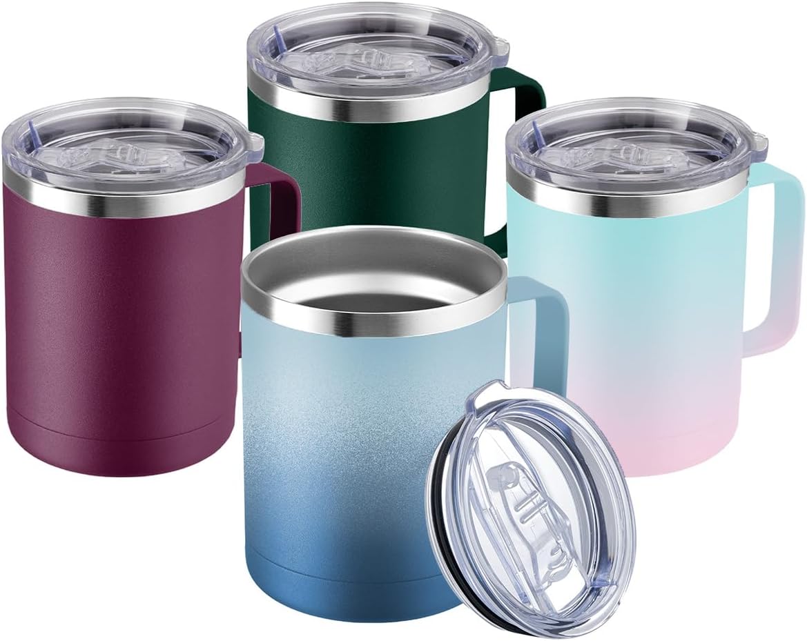 MEWAY 12oz Coffee Mug Set of 4 - Insulated Travel Tumblers