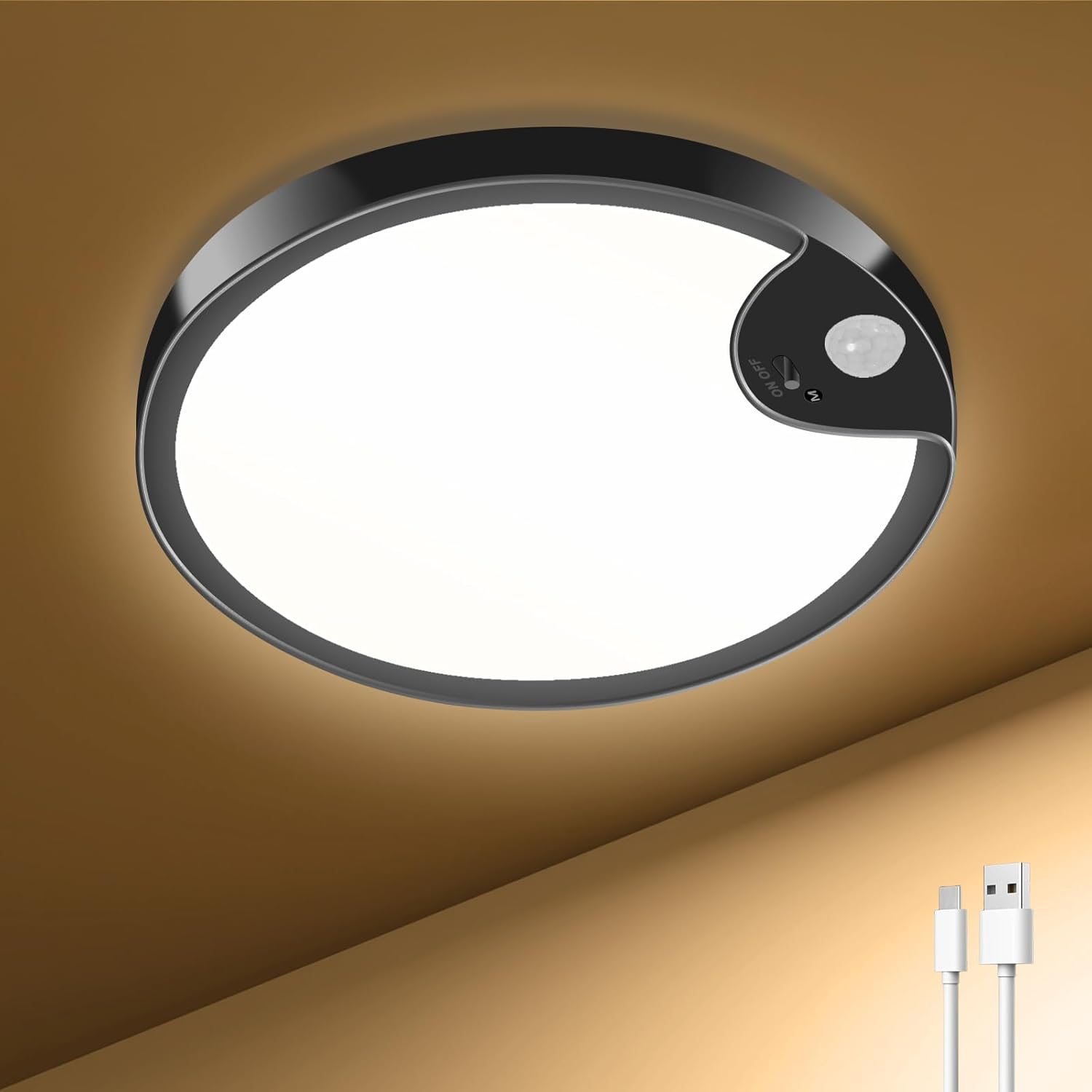 Waterproof Shower Light Indoor - Rechargeable Motion Sensor Ceiling